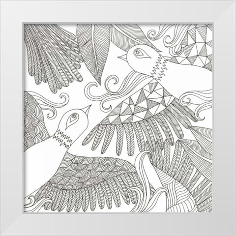 Love Birds White Modern Wood Framed Art Print by Varacek, Pam