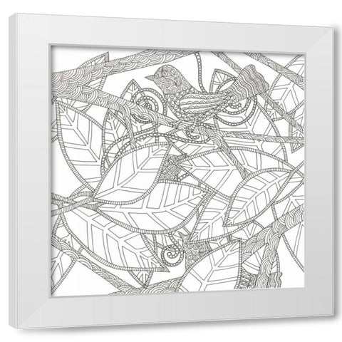 Bird In The Shadows White Modern Wood Framed Art Print by Varacek, Pam