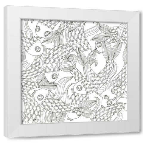 College Of Fish White Modern Wood Framed Art Print by Varacek, Pam