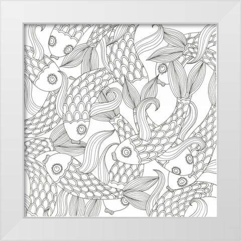 College Of Fish White Modern Wood Framed Art Print by Varacek, Pam
