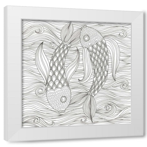 Fish Ying And Yang White Modern Wood Framed Art Print by Varacek, Pam