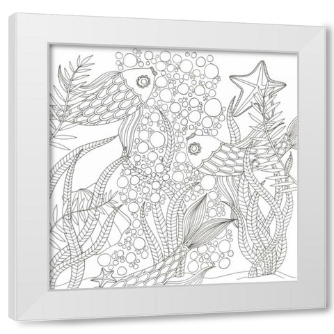 Underwater Meeting White Modern Wood Framed Art Print by Varacek, Pam