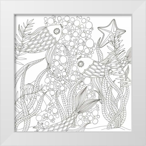 Underwater Meeting White Modern Wood Framed Art Print by Varacek, Pam