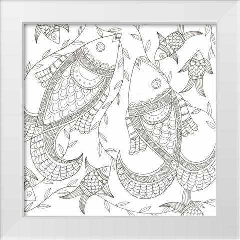 Fish In The Wild White Modern Wood Framed Art Print by Varacek, Pam