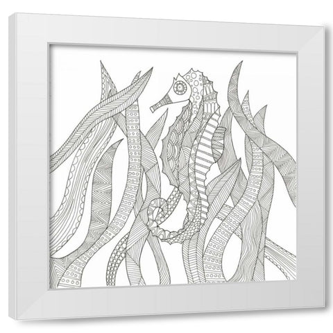 Seahorse In The Forest White Modern Wood Framed Art Print by Varacek, Pam