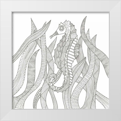 Seahorse In The Forest White Modern Wood Framed Art Print by Varacek, Pam