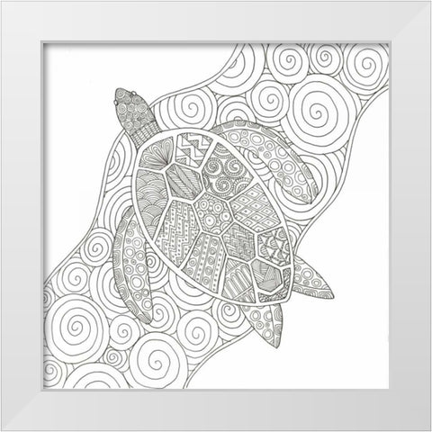 Wave Riding Turtle White Modern Wood Framed Art Print by Varacek, Pam