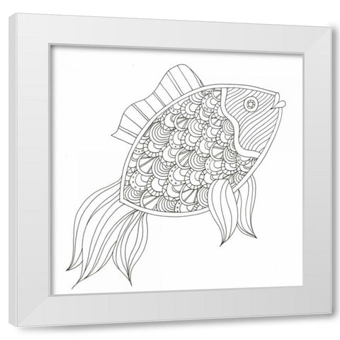 Lonely Fish White Modern Wood Framed Art Print by Varacek, Pam