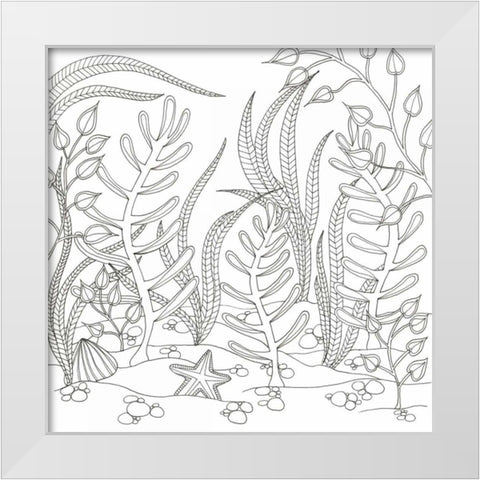 Seaweed Scenery White Modern Wood Framed Art Print by Varacek, Pam
