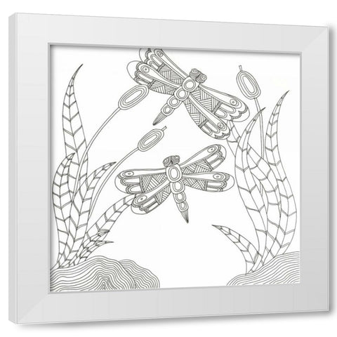 Dragons In The Sky White Modern Wood Framed Art Print by Varacek, Pam