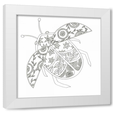 Flying Lady Bug White Modern Wood Framed Art Print by Varacek, Pam