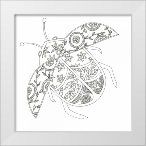Flying Lady Bug White Modern Wood Framed Art Print by Varacek, Pam