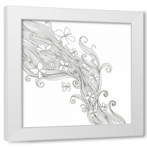Butterflies In The Wind White Modern Wood Framed Art Print by Varacek, Pam