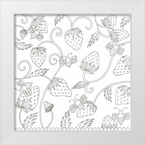 Strawberry Field White Modern Wood Framed Art Print by Varacek, Pam