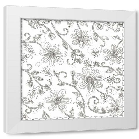 Floral Reach White Modern Wood Framed Art Print by Varacek, Pam