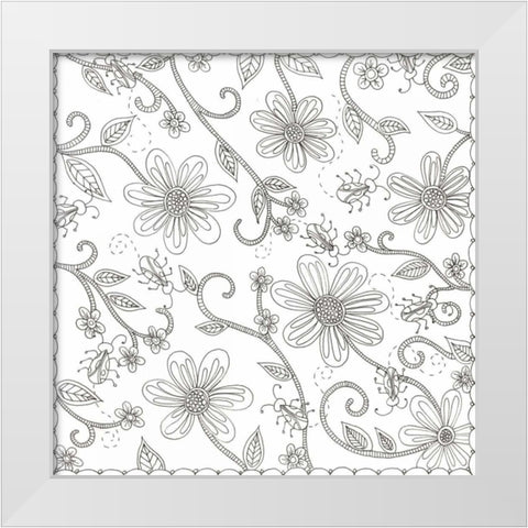 Floral Reach White Modern Wood Framed Art Print by Varacek, Pam