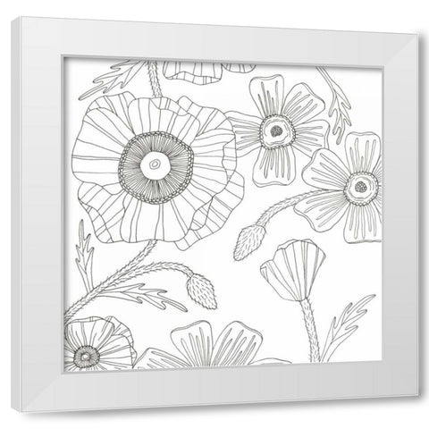 Hairy Flourish White Modern Wood Framed Art Print by Varacek, Pam
