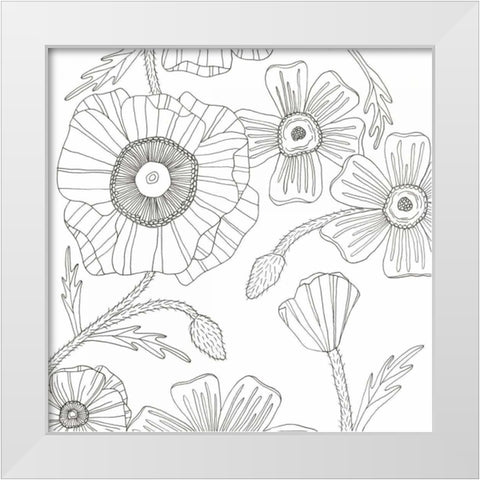 Hairy Flourish White Modern Wood Framed Art Print by Varacek, Pam