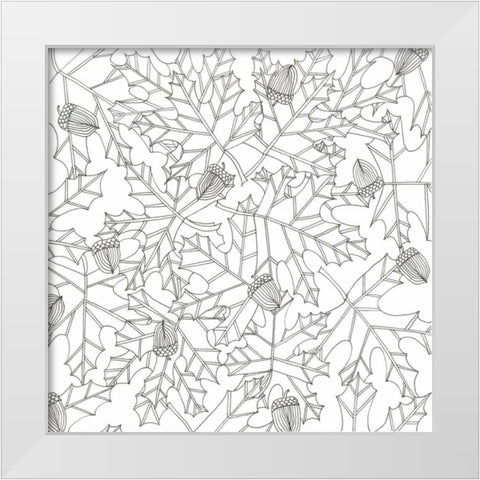 Acorns In The Pile White Modern Wood Framed Art Print by Varacek, Pam