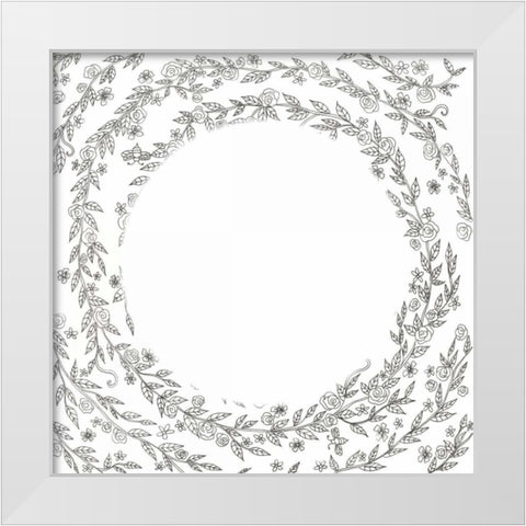 Swirling Vines Boarder White Modern Wood Framed Art Print by Varacek, Pam