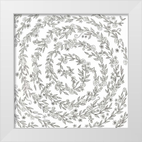 Swirling Vines White Modern Wood Framed Art Print by Varacek, Pam