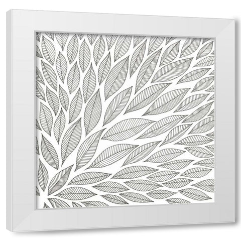 Flying Leaves White Modern Wood Framed Art Print by Varacek, Pam