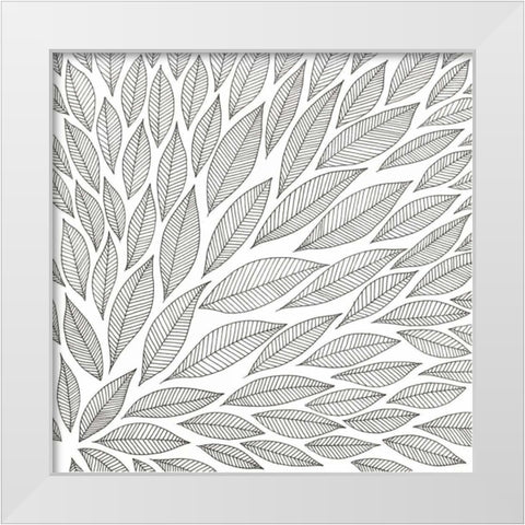 Flying Leaves White Modern Wood Framed Art Print by Varacek, Pam