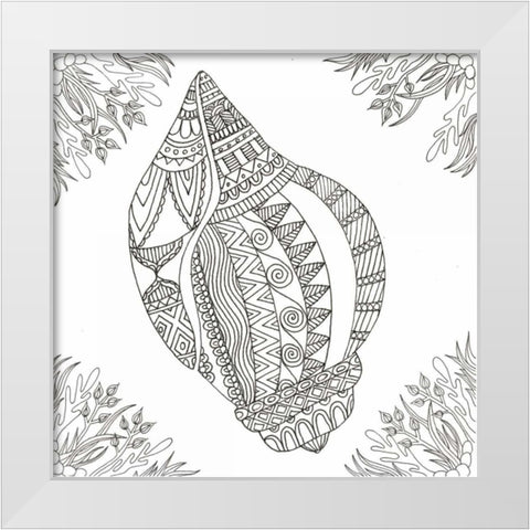 Seashell Within Weeds White Modern Wood Framed Art Print by Varacek, Pam