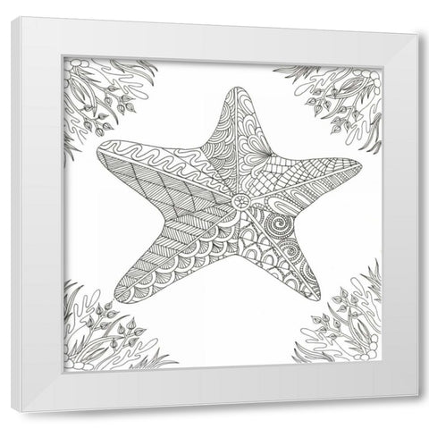 Starfish Amongst Weeds White Modern Wood Framed Art Print by Varacek, Pam