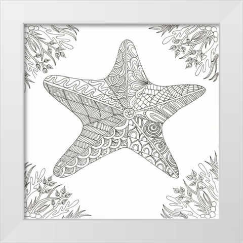 Starfish Amongst Weeds White Modern Wood Framed Art Print by Varacek, Pam
