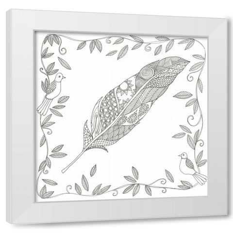 Fallen Feather White Modern Wood Framed Art Print by Varacek, Pam