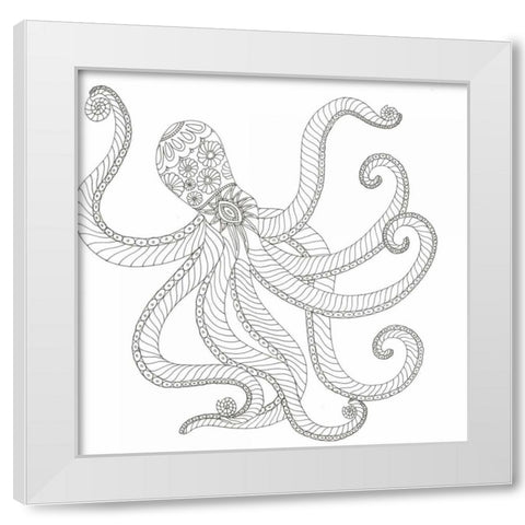 Creatures From The Deep 2 White Modern Wood Framed Art Print by Varacek, Pam