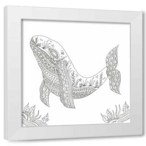 Humpback From The Deep White Modern Wood Framed Art Print by Varacek, Pam