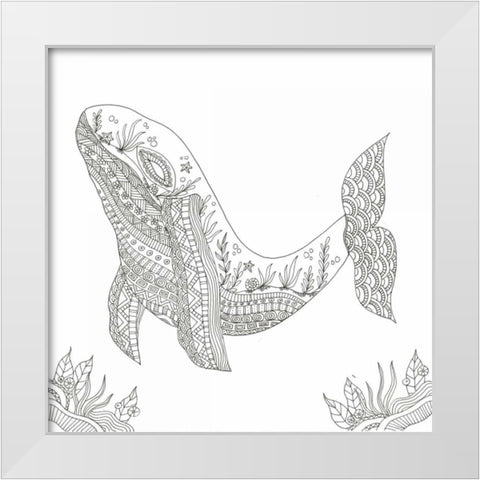 Humpback From The Deep White Modern Wood Framed Art Print by Varacek, Pam