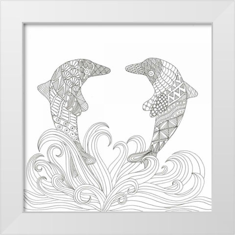 Creatures From The Deep 5 White Modern Wood Framed Art Print by Varacek, Pam