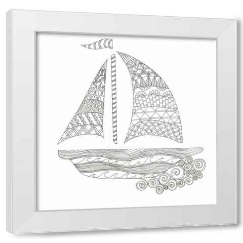 Flying Sails White Modern Wood Framed Art Print by Varacek, Pam