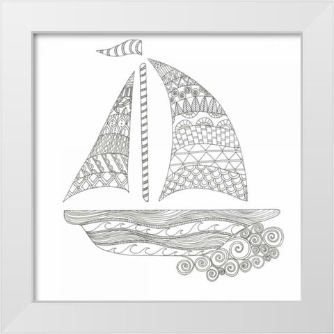 Flying Sails White Modern Wood Framed Art Print by Varacek, Pam