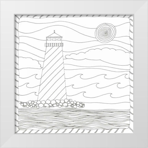 Lighthouse Majesty White Modern Wood Framed Art Print by Varacek, Pam