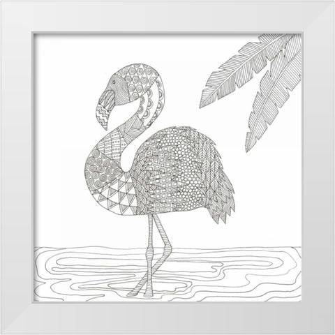 Lost Flamingo White Modern Wood Framed Art Print by Varacek, Pam