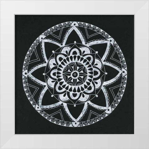 Ying Mandala White Modern Wood Framed Art Print by Varacek, Pam