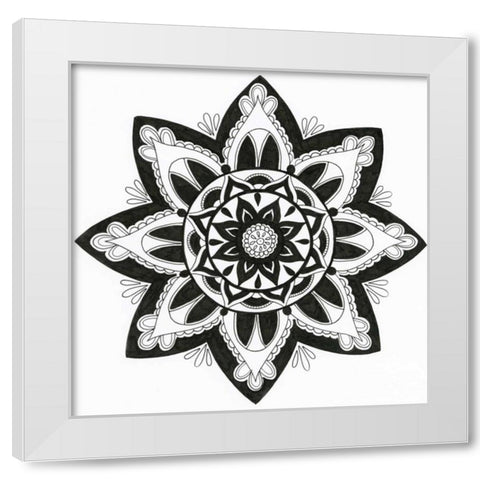 Yang Mandala White Modern Wood Framed Art Print by Varacek, Pam