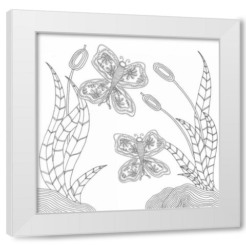 Butterfly Sky White Modern Wood Framed Art Print by Varacek, Pam
