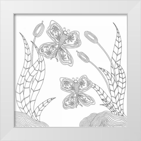 Butterfly Sky White Modern Wood Framed Art Print by Varacek, Pam