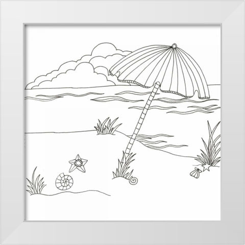 Shell Day White Modern Wood Framed Art Print by Varacek, Pam