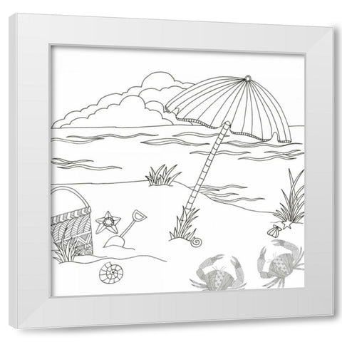 Beach Day White Modern Wood Framed Art Print by Varacek, Pam