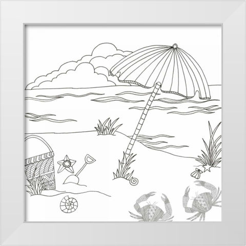 Beach Day White Modern Wood Framed Art Print by Varacek, Pam