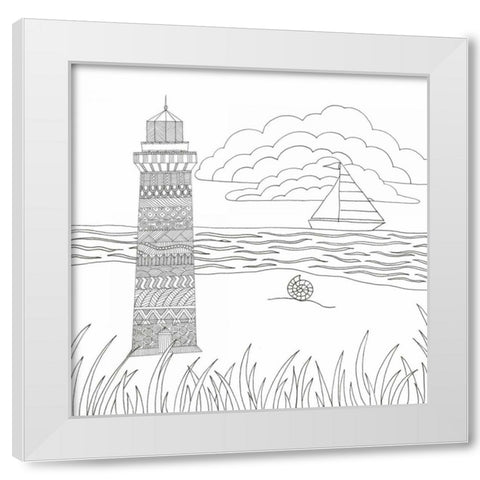 Summer Lighthouse White Modern Wood Framed Art Print by Varacek, Pam