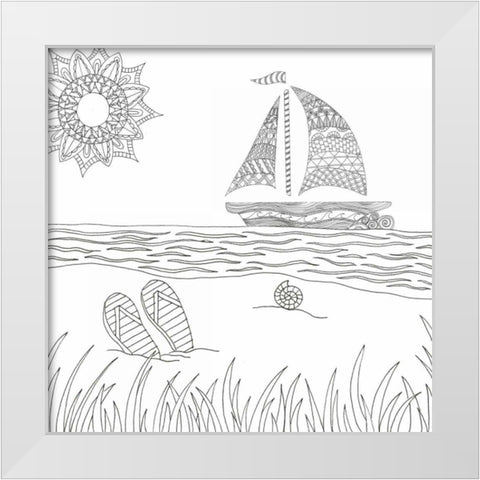 Summer Sailing White Modern Wood Framed Art Print by Varacek, Pam