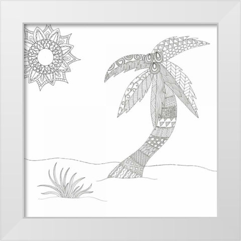 Summer Palm White Modern Wood Framed Art Print by Varacek, Pam