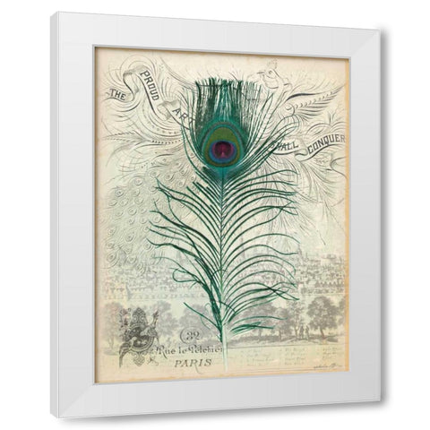 Peacock Feather 1 White Modern Wood Framed Art Print by Lula Bijoux and Company